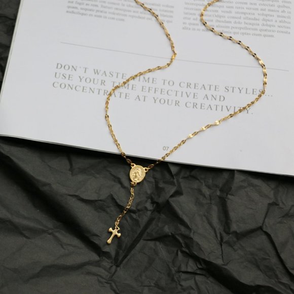 NEW 18K Gold Plated Virgin Mary Holy Cross Drop Necklace - Picture 11 of 11